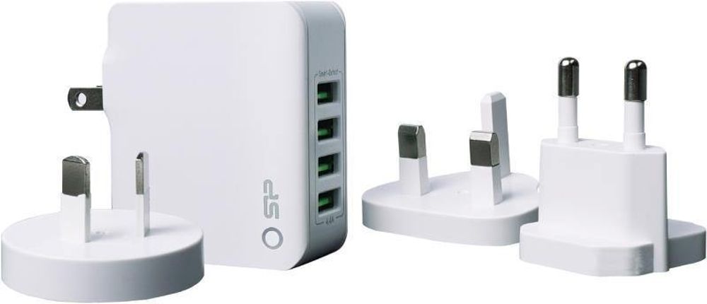 Multiladestasjon USB 4 uttak, passer til 120 land