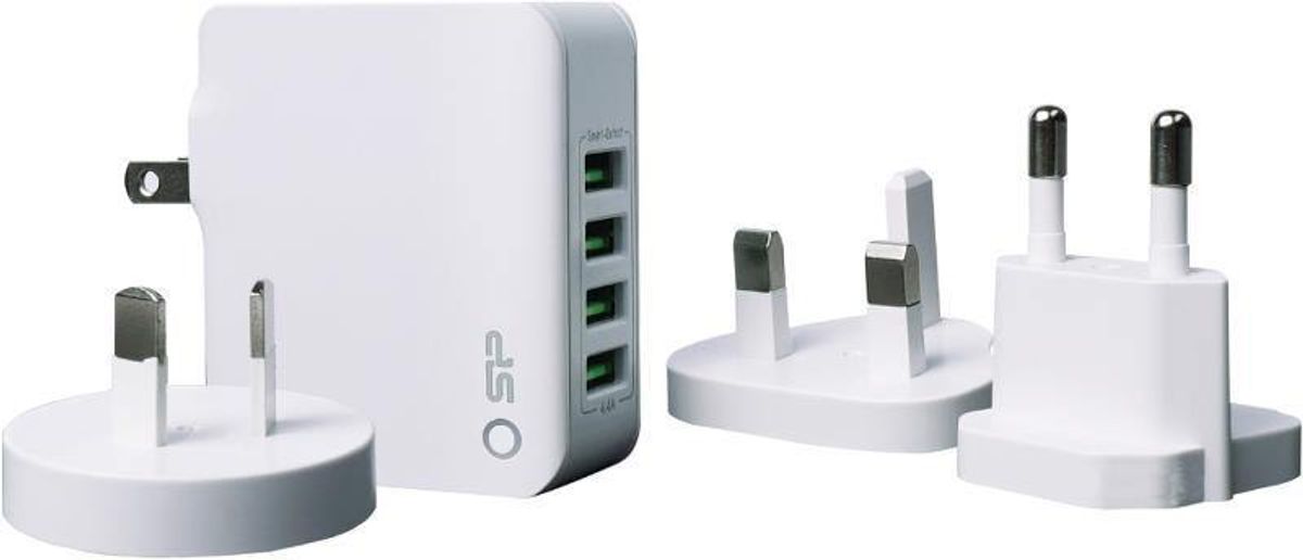 Multiladestasjon USB 4 uttak, passer til 120 land