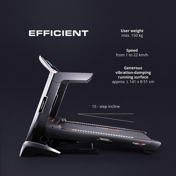 Hovedbilde Tredemølle TM 5000S - 1-22 km/t elektronisk stigning tåler 150 k