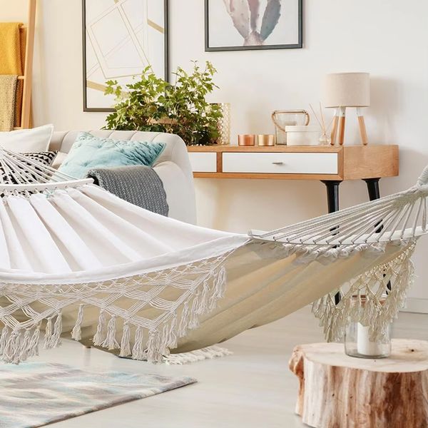 Hovedbilde Hengekøye med frynser i romantisk stil - Hvit