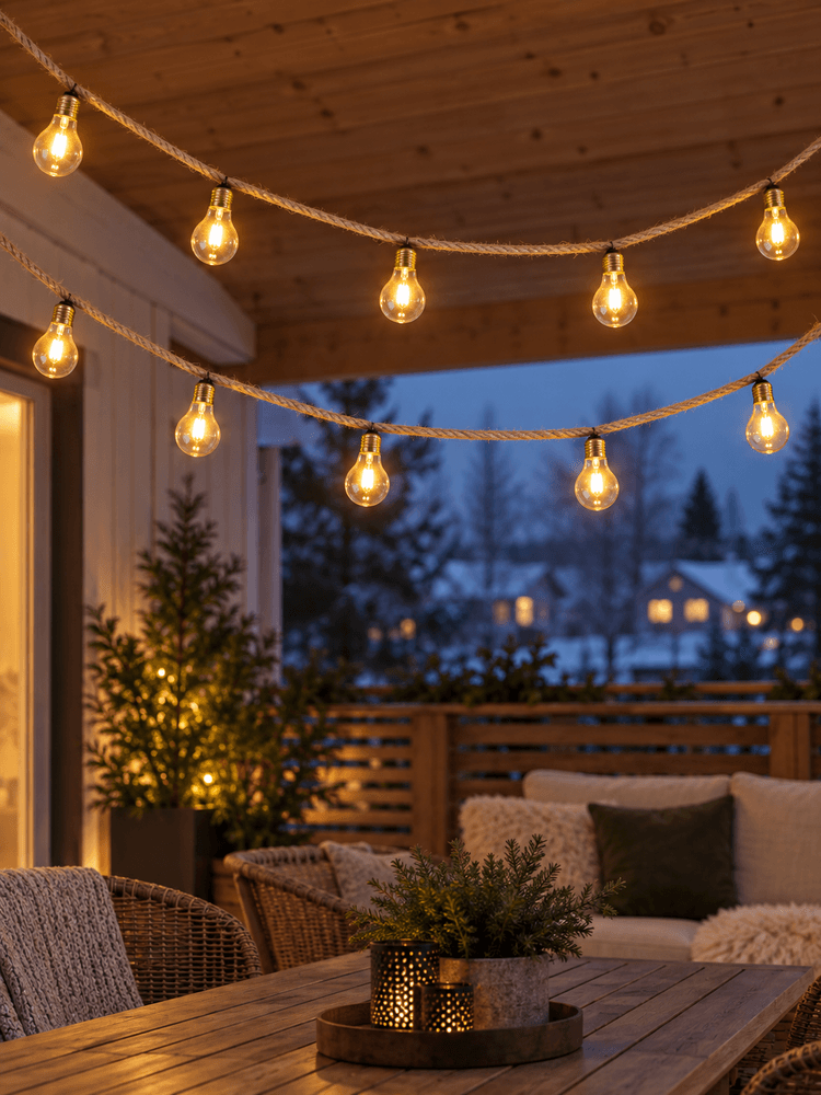 Dekortau med 10 ledlyspærer jute - 3,5 m
