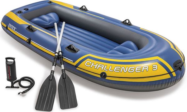 Hovedbilde Gummibåt Intex Challenger 3 - Komplett med årer og Pumpe - Stor Gummibåt for inntil 3 voksne