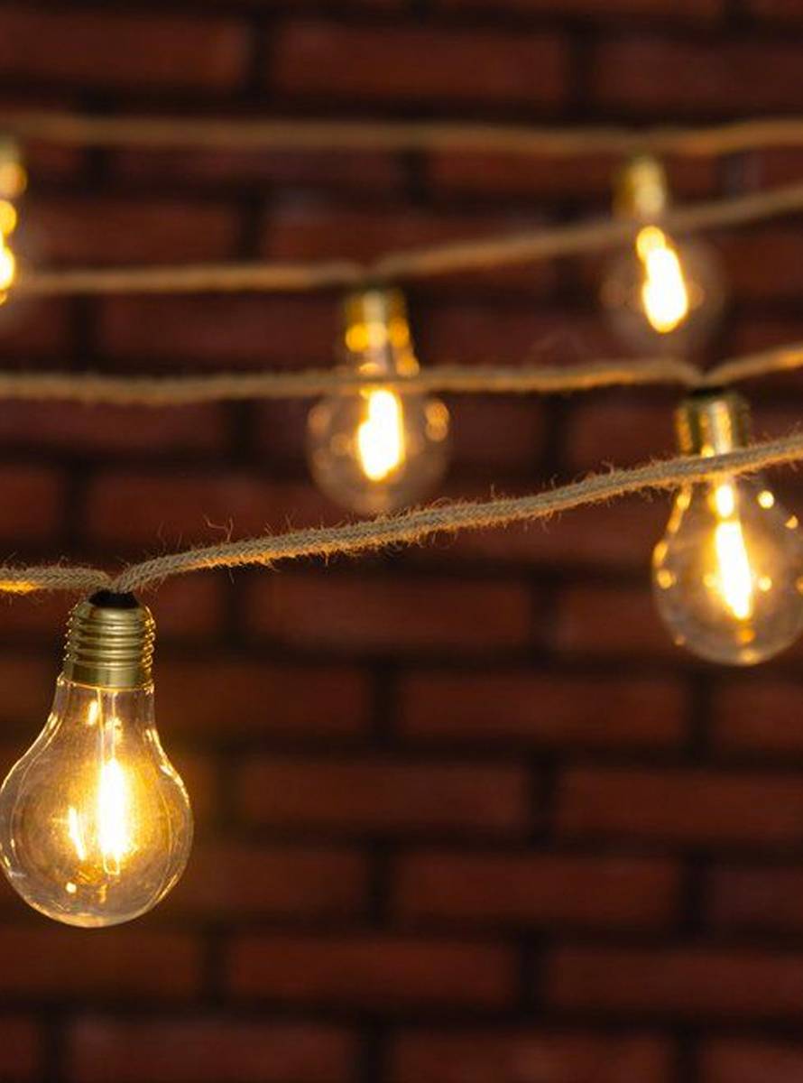 Dekortau med 10 ledlyspærer jute - 3,5 m