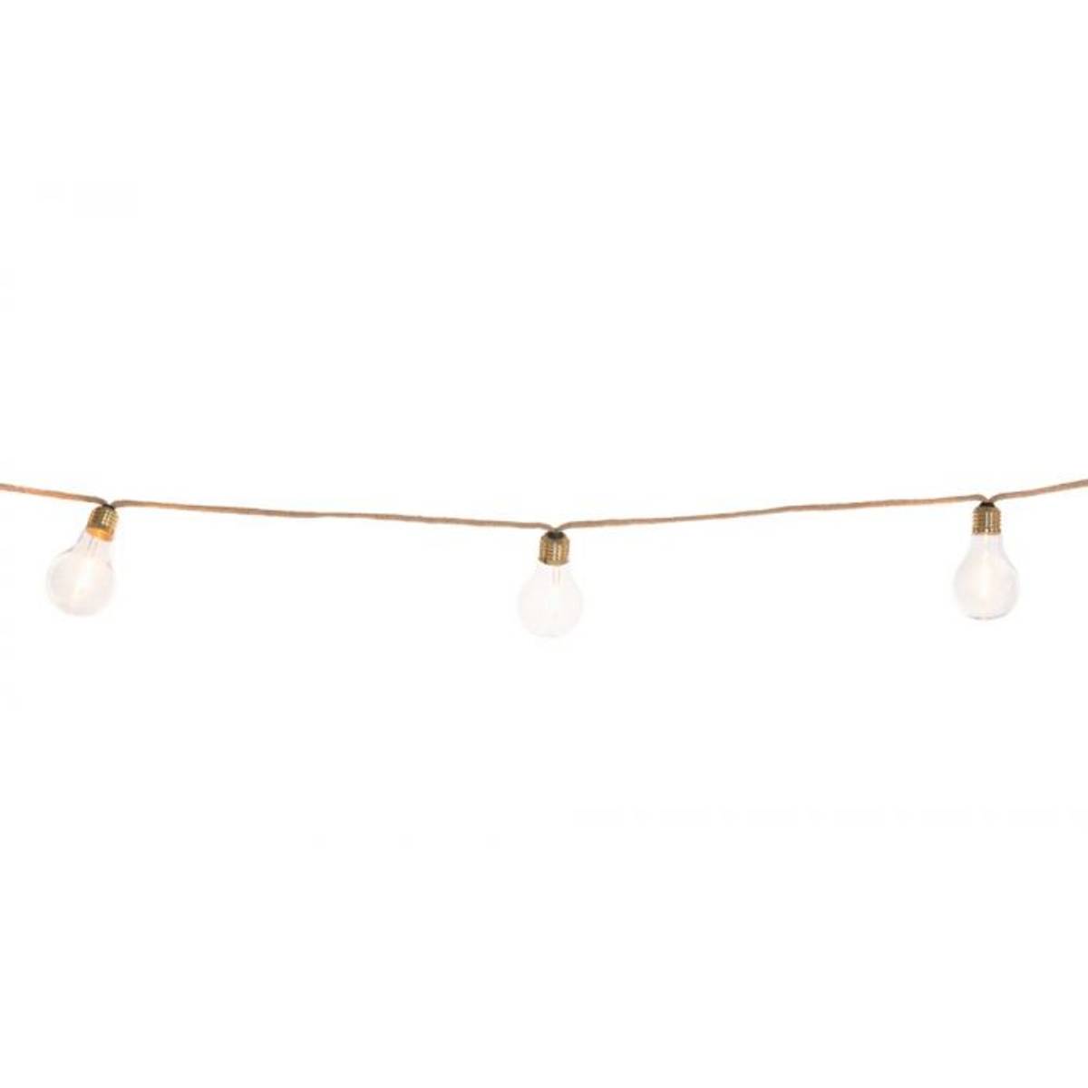 Dekortau med 10 ledlyspærer jute - 3,5 m