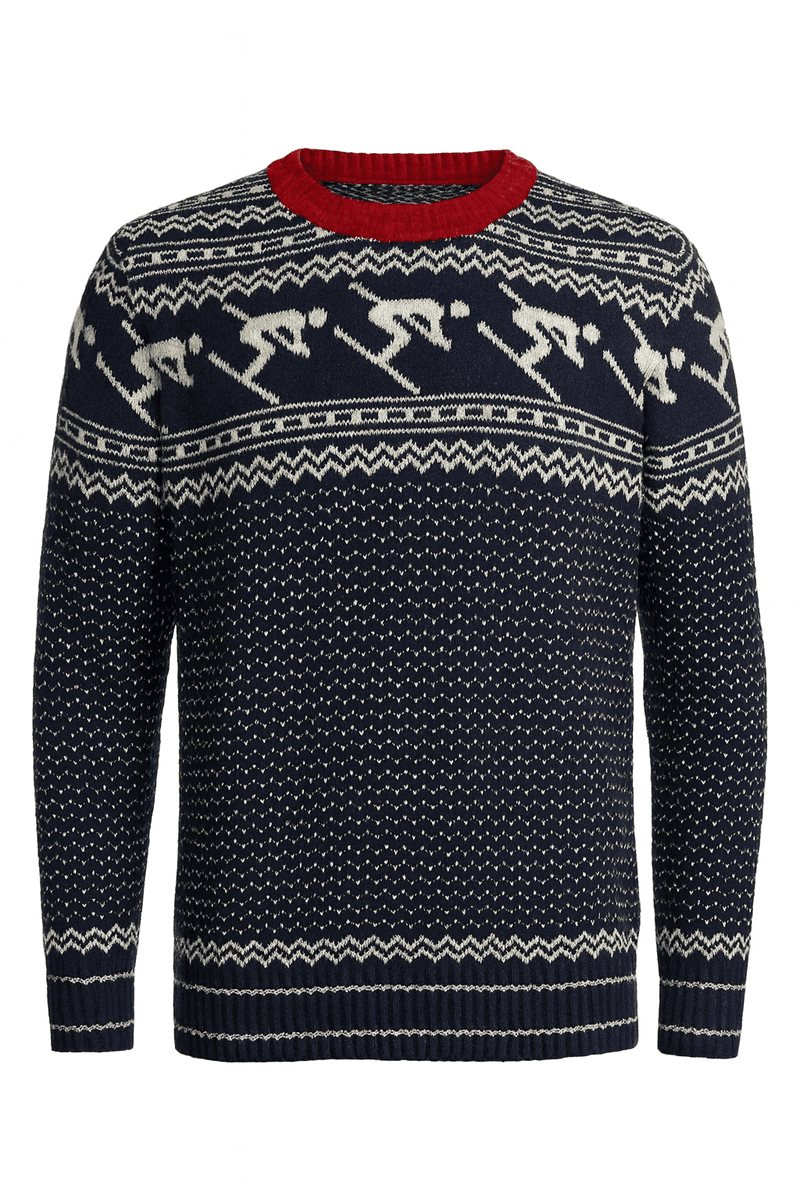 Geilo unisex ullgenser i marine/offwhite/rød
