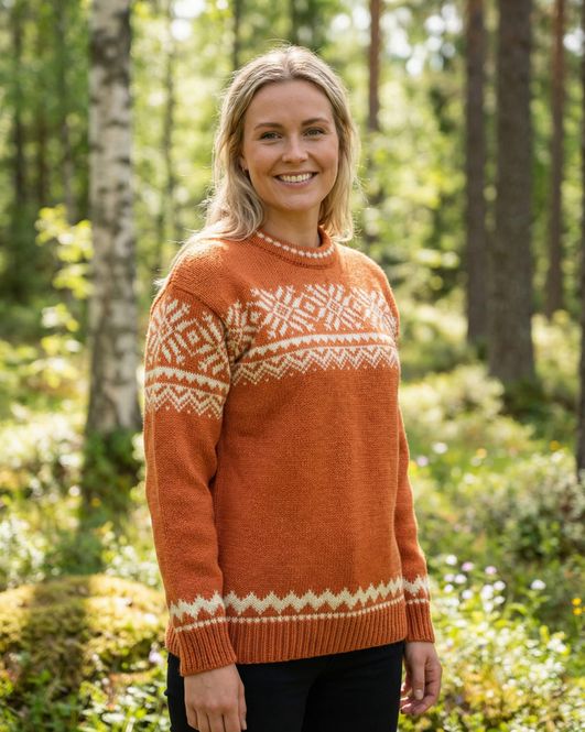 Hovedbilde Bretind ullgenser til dame og herre i 100% ren ny ull, kamgarn –  Kobberbrun